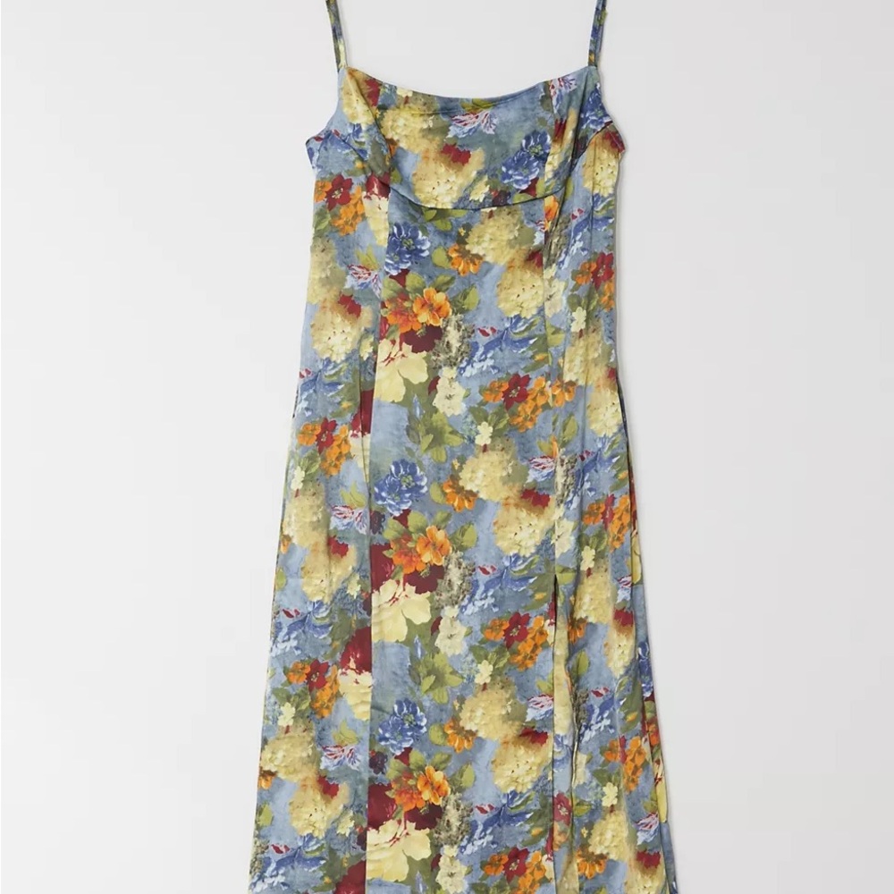 Urban Outfitters Sasha Satin Midi Slip Floral Dress